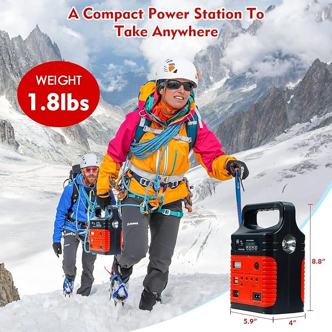 Solar Generator - Portable Power Station for Emergency Power Supply,Portable Generators for Camping,Home Use&Outdoor,Solar Powered Generator With Panel Including 3 Sets LED Light (Red Color)