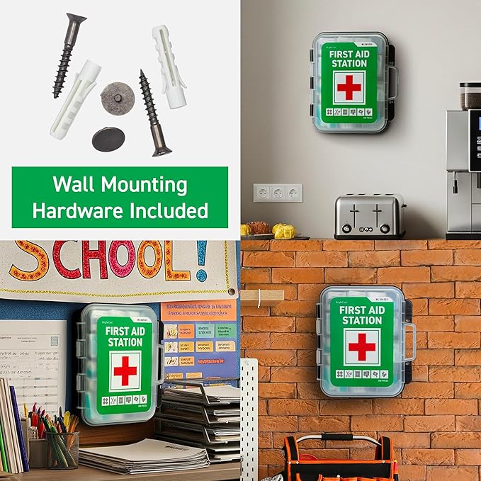 Large Wall Mountable & Portable First Aid Kit Cabinet for Business, Office, School, Warehouse & Workplace Safety – OSHA Compliant Emergency Medical Supplies with Tilting Shelves & Mounting Hardware
