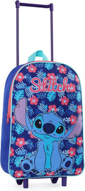 Disney Stitch Girls Suitcase, Foldable Trolley Bag 15.35” x 10.63” x 3.94”