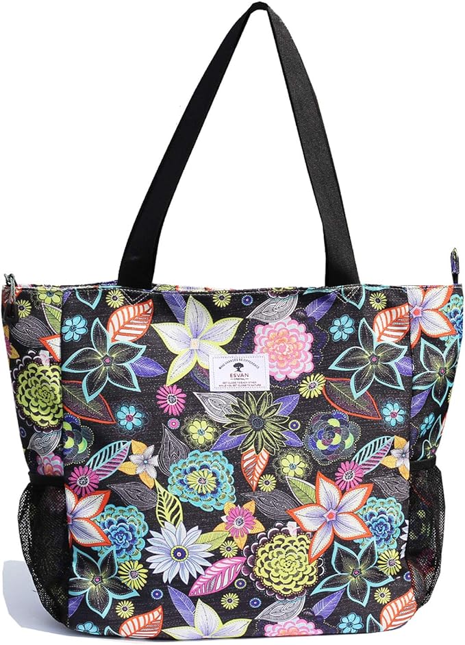 Original Floral Water Resistant Large Tote Bag Shoulder Bag for Gym Beach Travel Daily Bags Upgraded