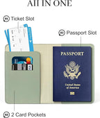 Passport Holder for Travel Essentials,RFID Blocking Passport Cover Case for Travel Accessories,Travel Wallet for Women Men (Sage Green)