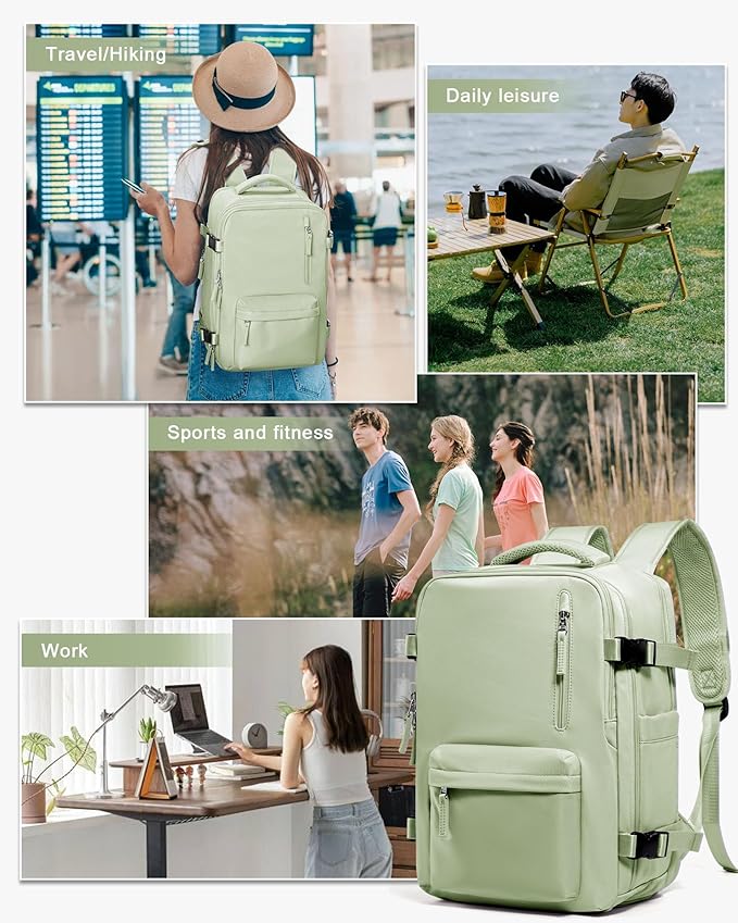 Travel Backpack Women,Carry On Backpack Flight Approved 18x14x8 inches Bag Spirit Airlines Personal ltem,College Sports Hiking Rucksack Waterproof Casual Daypack Laptop Blackpack Men, MintGreen