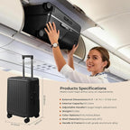 20" Ride-On Luggage with Child Seat, Hardside Carry-On Suitcase with Front Access Shockproof Silent Spinner Wheels, TSA Lock, Charging Port for Kids & Adults & Busy Moms