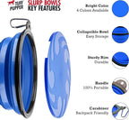Tuff Pupper SuperBigSlurp Collapsible Dog Bowls | Two Pack Bowls | Extra Large Capacity | Portable, Food Safe, Odorless | Non-Toxic Silicone [Two Pack Blue Bowls 100oz]