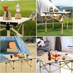 Wind Tour Portable Camping Table Folding Side Table Aluminum Lightweight Table with Carry Bag for Outdoor Cooking Hiking Picnics BBQ Travel (37.4 * 22.4 * 19.7Inches,Black)