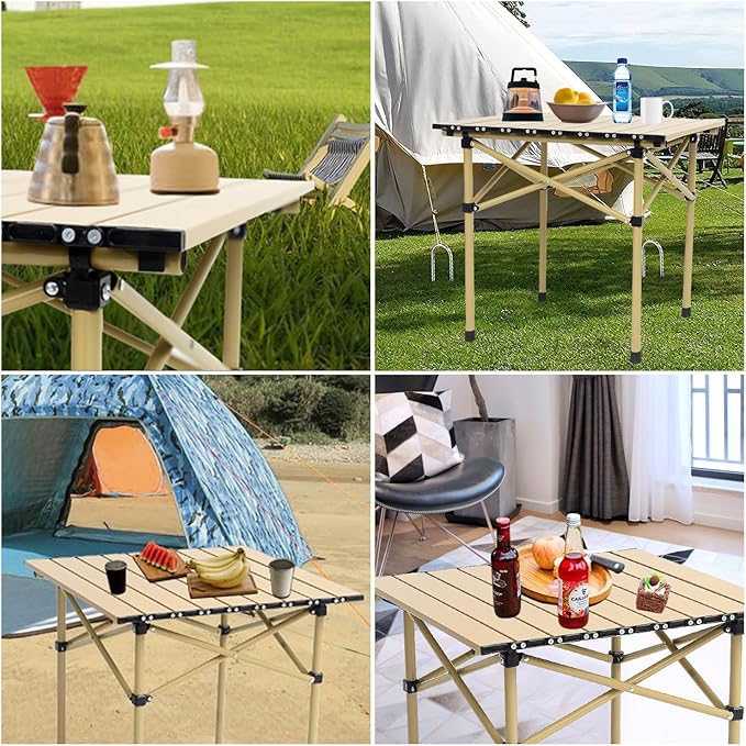 Wind Tour Portable Camping Table Folding Side Table Aluminum Lightweight Table with Carry Bag for Outdoor Cooking Hiking Picnics BBQ Travel (37.4 * 22.4 * 19.7Inches,Black)