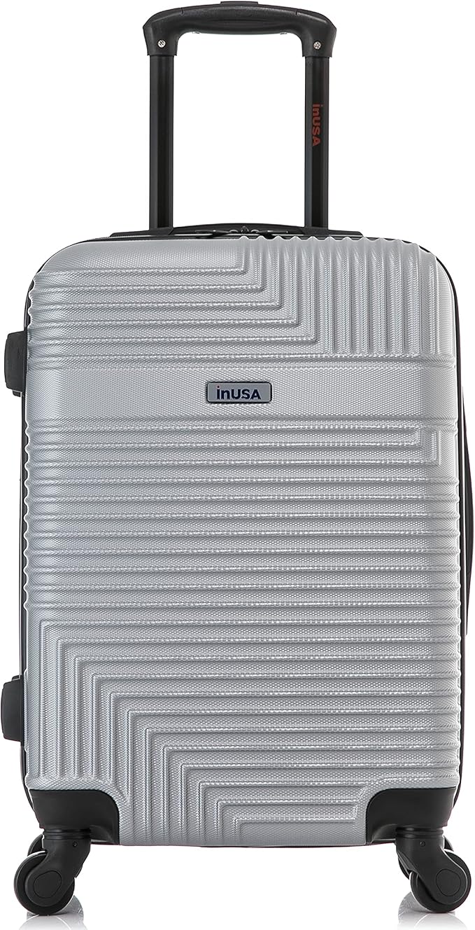 InUSA RESILIENCE Luggage with Spinner Wheels | Durable Lightweight Hardshell Suitcase, Spacious Travel Bag with Handle and Trolley | 20-Inch Carry On Small Luggage | Silver