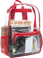 Trail maker Clear Backpack Heavy Duty with Padded Straps, Side Pockets for Kids, Boys, Girls, School, Stadium Approved Events