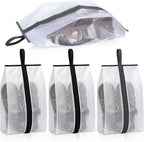 Shoe Bags for Travel 4 PCS Large Travel Shoe Bag Clear Gym Shoes Bag with Zipper Waterproof Golf Shoes Dust Bags with Handle for Man and Women (Black & Gray)