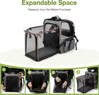 Cat Carrier Backpack, Expandable Pet Carrier with Sun Shade & Full Front Opening, Breathable Mesh Backpack for Small Dogs & Medium Cats Up to 18 Lbs, Foldable for Hiking, Camping (Grey)