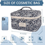 Gosect Large Makeup Bag, Cute Cosmetic Bag for Women Girls, Floral Coquette Aesthetic Toiletry Bag, Travel Make Up Organizer Bag (Black Rose Flower)