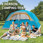 CAMPROS CP Upgraded 6/8 Person Camping Tents, Waterproof Windproof Family Tent with Larger Mesh Windows & Door, Double Layer, Easy Set Up, All-Season Dome Tent with Top Rainfly & Carry Bag