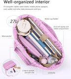 Puffer Tote Bag for Women, Lightweight Puffy Tote with Compartments, Shoulder Bag Crossbody Bags for Women Travel, Work, Gym