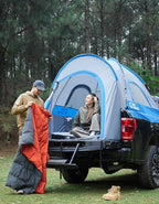 JOYTUTUS Truck Tent, Portable Truck Bed Tent with Rainfly, Truck Tent for 6.5' with Fiberglass Pole, Waterproof PU2000mm Double Layer for 2 Person - Blue
