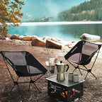 CAMEL CROWN Portable Camping Chair Lightweight Compact Folding Chair Mesh for Outdoor Camp Travel Beach Picnic Festival Hiking Backpacking Black 2 Pack