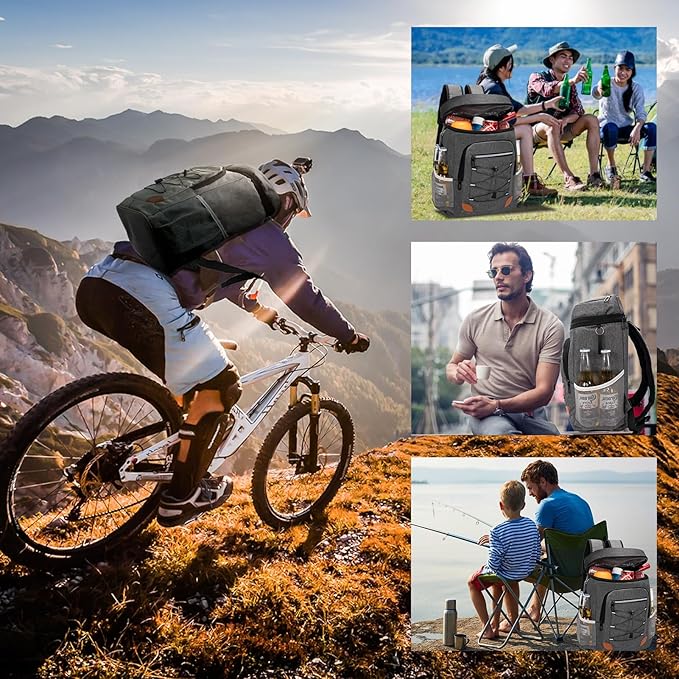 Backpack Cooler Insulated Leak Proof, Lightweight Soft Sided Cooler Backpack for Men Women, Waterproof Beach Cooler Bag Lunch Backpack for Camping Hiking Picnic Fishing Travel Outdoor