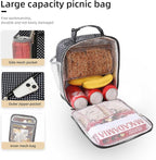 Lovoeo Lunch box Lunch bag for men women Insulated Lunchbox Lunch bags for Work Picnic Travel (Black polka dot)