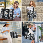 Becokan Large Tote Bag for Women Waterproof with 12 Pockets Top Zipper Closure Utility Teacher Nurse Bags for Work School
