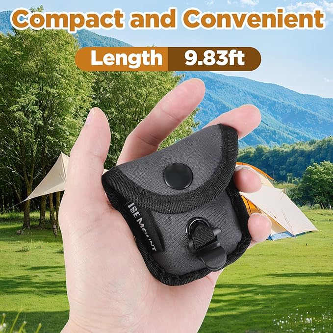 Camping Clothesline Compact Portable Travel Clothes Line Non-Scratch, Heavy Duty Buckle System with 24 Beads for Outdoor Camping, Cruise Ships, Indoor Backyard, Balcony(Dark Gray, 9.84Ft)