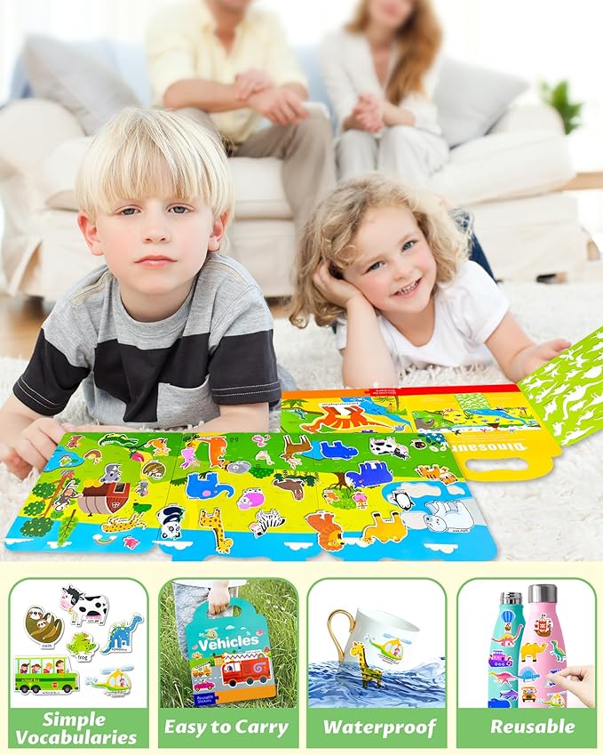 Walenced Reusable Sticker Book for Toddlers, Stickers for Kids, Toddler Sticker Book, Toddler Craft Activities, Toddler Travel Toys Boy Girl Birthday Gifts