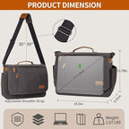 ESTARER Laptop Messenger Bag 17-17.3 Inch Water-resistant Canvas Shoulder Bag for Work College, Grey