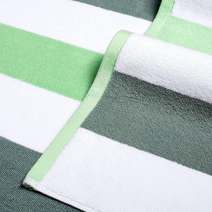 Bornbay Large Beach Towel Oversized - 40"X70" Big Cute Beach Towels, Extra Large Thick Green Pool Towel, XL Beach Towel Oversize, Giant Striped Cotton Towel for Adults