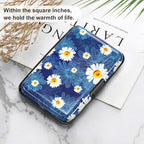ELFISH Mini RFID Aluminum Wallet Credit Cards Holder Business Card Case Metal ID Case for Men Women(White Flower)