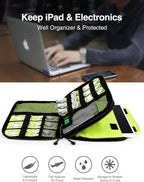 Luxtude Double Layer Cable Organizer Bag, Portable Cord Storage Case, Flat Electronic Organizer Travel Case, Portable Tech Bag for Cable/Cord Storage/iPad (up to 7.9")/Wall Charger/Electronics