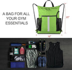 BeeGreen Cinch Bag Backpack String Gym Sackpack with Shoe Compartment and Two Side Mesh Pockets Large Lightweight Portable Sport Drawstring Sack