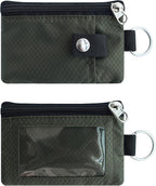 CHENSPRX Minimalist RFID Blocking Small Wallet with ID Window,WaterResistant Zip Id Case Wallet with Lanyard Keychain for Cards,Cash,Travel,Women,Men