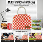 douyadady Lunch Bag Women/Men Lunch Box Women/Men (Red+Beige Checkerboard)