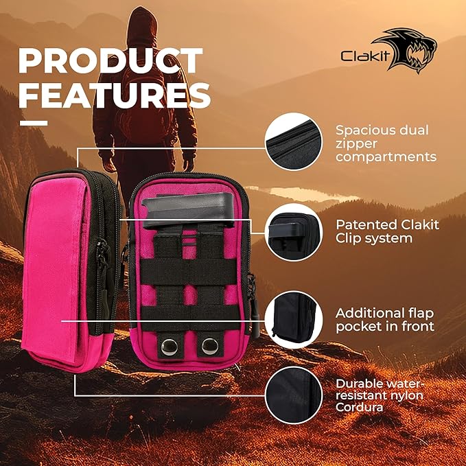StrapPack Two Zipper Clip-On Pouch - Travel Wallet, Backpack Pouch, Passport Holder