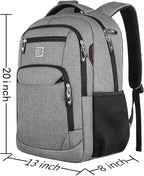 Volher 17 Inch Laptop Backpack, Business Anti Theft Slim Durable Laptops Backpack, Water Resistant College Computer Bag Gifts for Men & Women Fits 15.6 Inch Notebook-Grey