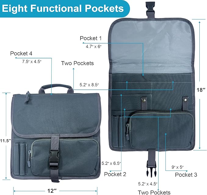 Airplane Seat Storage Pocket, International Travel Essentials,Airplane Pocket Organizer, Airplane Travel Accessories,Removable Toiletry Bag Designed (grey)