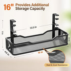 [Upgraded] 2 Pack Under Desk Cable Management Tray, Cinati Cord Organizers for Table Thickness up to 3", 16" Wire Organization with Clamp No Drill, Cable Management Box for Office - No Damage to Desk