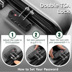 3 Piece Luggage Sets, Lightweight ABS Suitcase with 4 Spinner Wheels ＆ TSA Locks, Hardside Carry On Luggage Durable Suitcase Set for Family Travel Business - Dark Grey, 20/24/28