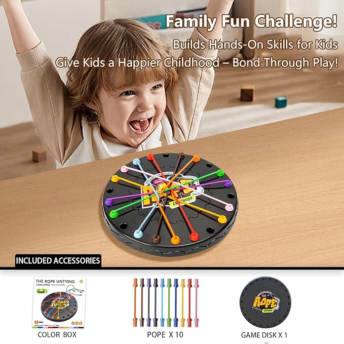 lartoys Rope Untangling Puzzle Game, Mini Travel Size Educational Strategy Board Game for Kids & Adults, Family Travel Party Games with Multi-Level Challenges, Gifts for All Ages