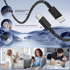 65W Super Fast Charger Type C for Samsung,3 Port 100W Quick Charging 3.0 USB C Block & 3/6/10/10FT Braided Type C Cord for Samsung Galaxy S26 Ultra/S26/S25 Ultra/iPhone 17 Pro/MacBook Pro/Air-Pink