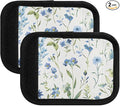 Blue Wildflower Watercolor Luggage Handle Wrap for Suitcase Luggage Tags Handle Covers Identifiers Soft Decorations Travel Accessories 2 Pack