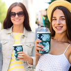 KJQJLY 3 Reusable Iced Coffee Sleeves for Iced Coffee Cups or Drinks Reusable Neoprene Insulated Sleeves for Hot and Cold Drinks from Starbucks, Dunkin, And More (Moonflower)