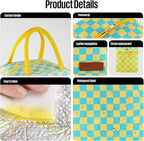 douyadady Lunch Bag Women/Men Lunch Box Women/Men (Yellow+Blue Checkerboard)