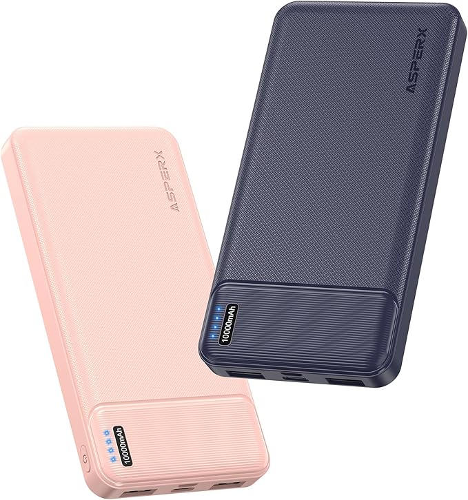 AsperX 2-Pack 10000mAh USB C Output Portable Charger Power Bank Fast Charging, Portable Battery Bank External Battery Pack for iPhone, Samsung, Google LG and Heated Vest