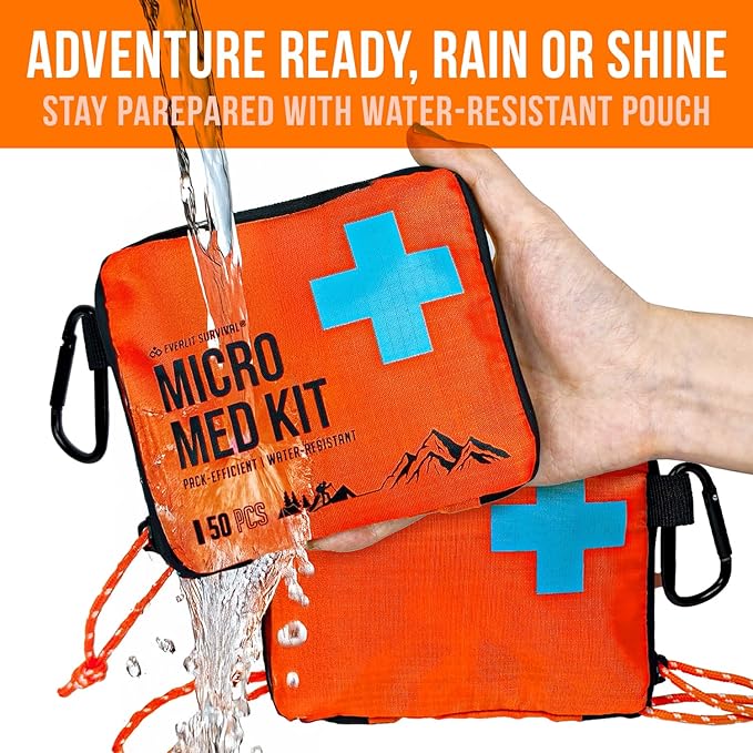 EVERLIT Mini First Aid Kit [3-Pack], Ultralight Compact Water-Resistant Hiker Medical Kit, Bulk First Aid Kit, Pack-Efficient for Camping, Hiking, Ourdoor Adventure, Travel, Pack of 3