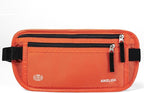 RFID Blocking Money Belt - Passport Holder & Travel Wallet, Slim Hidden Fanny Packs for Women Men - Orange