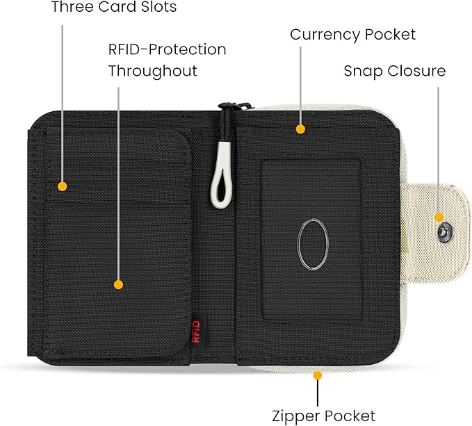 Sherpani Barcelona, Nylon Bifold Zipper Pocket Wallet for Women, Travel Bag, RFID Protection