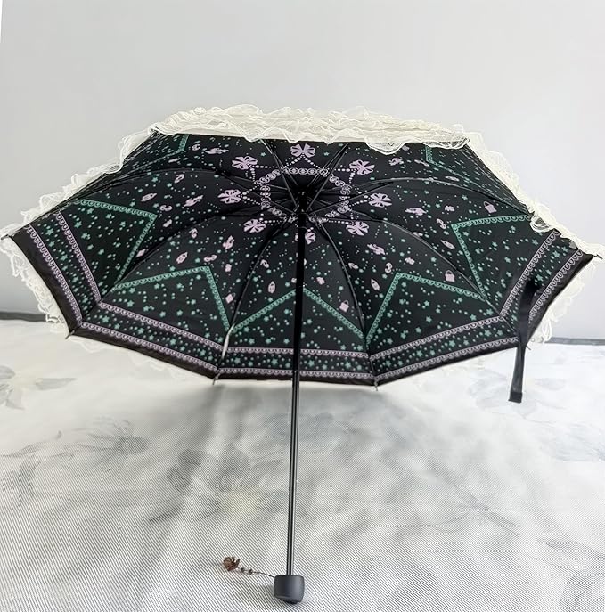 URAWESO Vintage Lace Parasol Gothic Lolita Umbrella UV Sun Protection Witch Cosplay Photoshoot Props Party Decoration