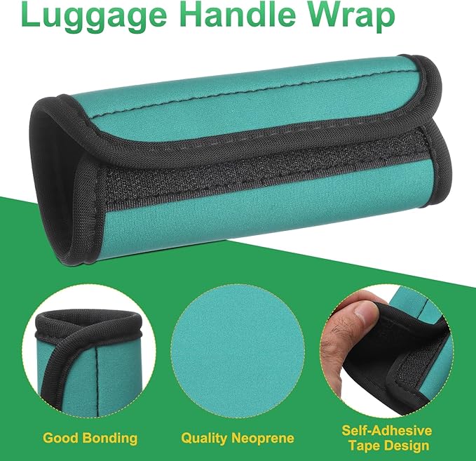 uxcell 3 Pcs Luggage Handle Wrap for Suitcase, Neoprene Handbag Grip Cover Protector Luggage Identifiers Suitcase Handle Wraps for Luggage Shopping Bag Travel Bags, Lake Blue