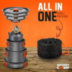 Smokey Camp Camping Cookware Mess Kit Set with Stove - Backpacking Camping Pots and Pans Set, All in One Non-Stick Camping Cooking Set, Portable Stove, Hiking, Picnic, Outdoor & Camping Cookware Set