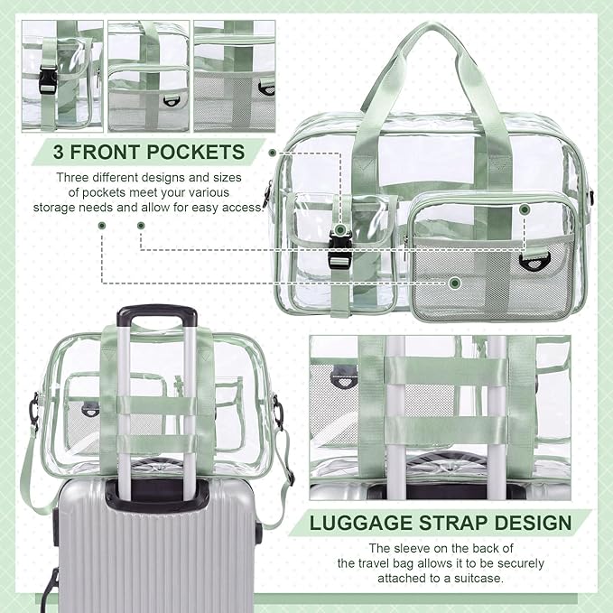 Abbylike Clear Bag Large Heavy Duty Tote for Stadium Events 20" Duffle Transparent Gym Bag for Sport Event Travel Makeup Work