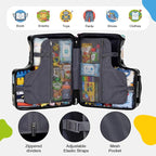 smilesun 20" Ride-On Suitcase for Kids, Cute Pattern, Lightweight Hardshell Carry-On Luggage with Double Spinner Wheels, TSA Lock for Boys & Girls（Black）